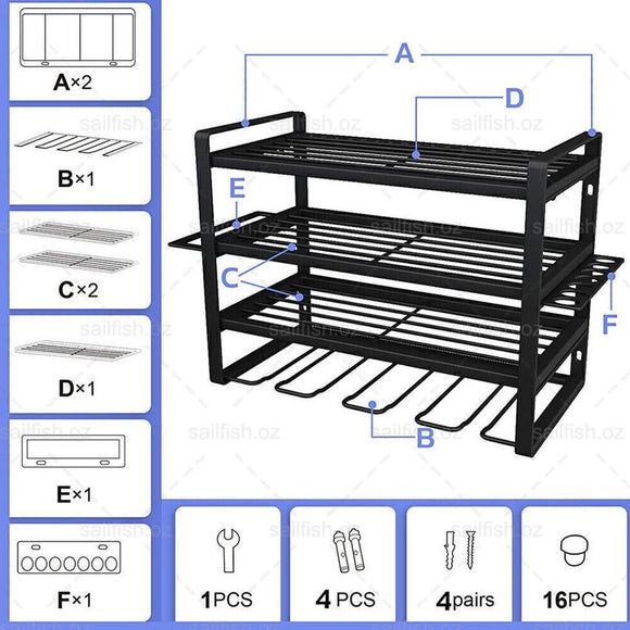 4 - Layer Heavy Duty Drill Holder Wall Mount Tool Rack Organizer, - RnR Galore