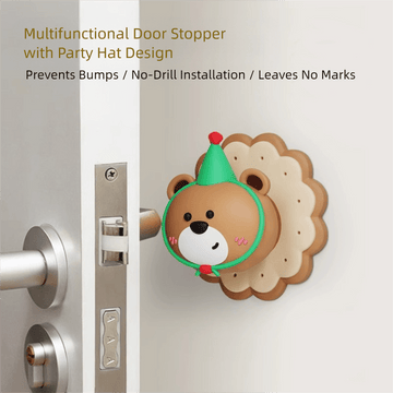 4 Pcs Pink Adorable Bear Wall Protector - Multi - Use Self - Adhesive Door Stopper Bumper - RnR Galore
