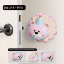 4 Pcs Pink Adorable Bear Wall Protector - Multi - Use Self - Adhesive Door Stopper Bumper - RnR Galore