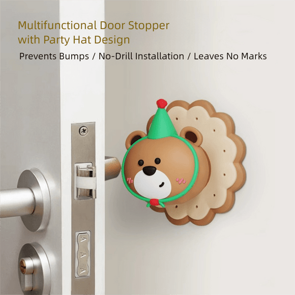 4 Pcs Yellow Adorable Bear Wall Protector - Multi - Use Self - Adhesive Door Stopper Bumper - RnR Galore