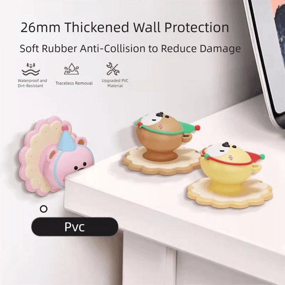 4 Pcs Yellow Adorable Bear Wall Protector - Multi - Use Self - Adhesive Door Stopper Bumper - RnR Galore
