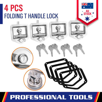 4 - Piece T Handle Locks Tool Box With Keys Stainless Steel Trailer Camper Truck - RnR Galore