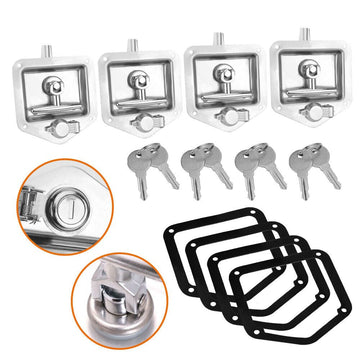 4 - Piece T Handle Locks Tool Box With Keys Stainless Steel Trailer Camper Truck - RnR Galore