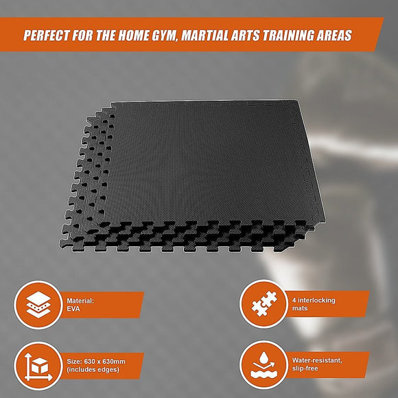 4 Tiles EVA Interlocking Gym Floor Mats – Home Fitness Puzzle Exercise Mat Set - RnR Galore