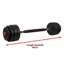 40kg Adjustable Rubber Dumbbell Set Barbell Home GYM Exercise Weights - RnR Galore