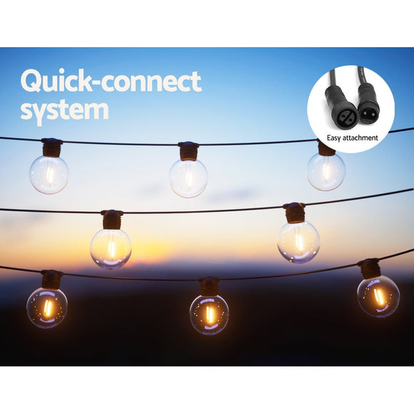 41m Solar Festoon Lights Outdoor LED String Light Wedding Party Christmas Decor - RnR Galore