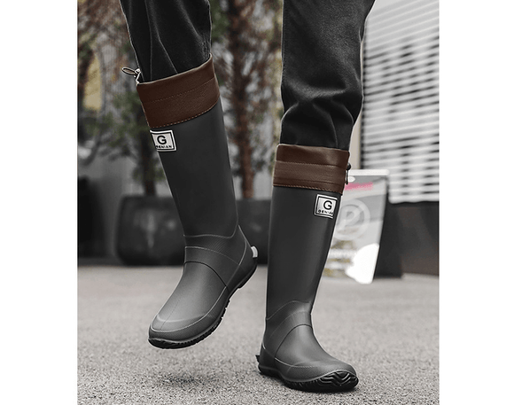 43 Black Foldable Knee - High Rain Boots - Packable Waterproof Non - Slip Wellies for Travel & Festivals - RnR Galore