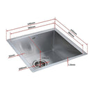 440x440mm Handmade Stainless Steel Undermount / Topmount Kitchen Laundry Sink with Waste - RnR Galore