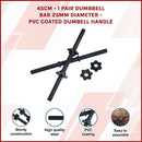 45cm - 1 Pair Dumbbell Bar 25mm Diameter - PVC Coated Dumbell Handle - RnR Galore