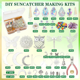 460PCS Suncatcher DIY Making Kit with Storage Box - Premium Crystal Prism Ornaments Craft Set for Home Decor - RnR Galore