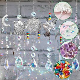 460PCS Suncatcher DIY Making Kit with Storage Box - Premium Crystal Prism Ornaments Craft Set for Home Decor - RnR Galore