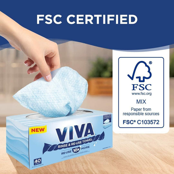 480x Viva Paper Towel Rinse & Re - Use Towel Reusable 20 Sheets x 24 Packs Bulk Box - RnR Galore