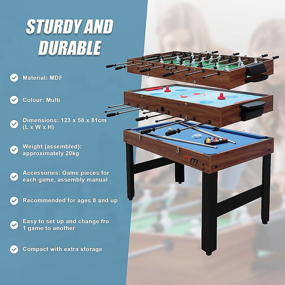4FT 3 - in - 1 Games Foosball Soccer Hockey Pool Table - RnR Galore