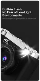 4K Ultra HD Digital Camera - 75MP, 2.8 - inch Rotatable Screen, Auto Focus & Built - in Flash(black) - RnR Galore