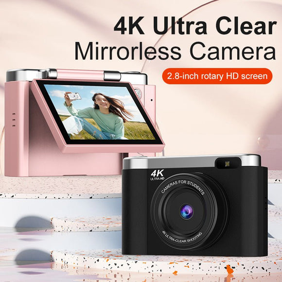 4K Ultra HD Digital Camera - 75MP, 2.8 - inch Rotatable Screen, Auto Focus & Built - in Flash(pink) - RnR Galore
