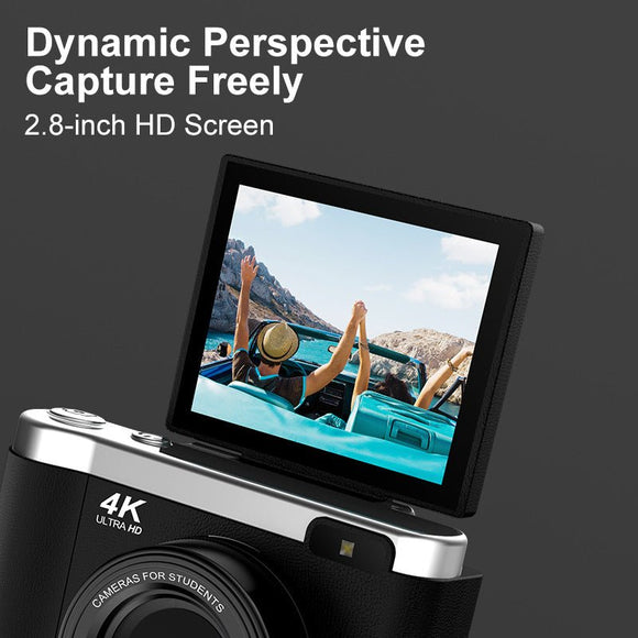 4K Ultra HD Digital Camera - 75MP, 2.8 - inch Rotatable Screen, Auto Focus & Built - in Flash(white) - RnR Galore
