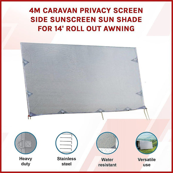 4m Caravan Privacy Screen Side Sunscreen Sun Shade for 14' Roll Out Awning - RnR Galore