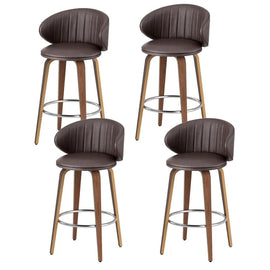 4x Artiss Bar Stools Dining Chairs Contoured Leather Wood Stool - RnR Galore