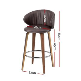 4x Artiss Bar Stools Dining Chairs Contoured Leather Wood Stool - RnR Galore
