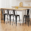 4x Artiss Metal Bar Stools Wooden Seat Retro Counter Stool - RnR Galore