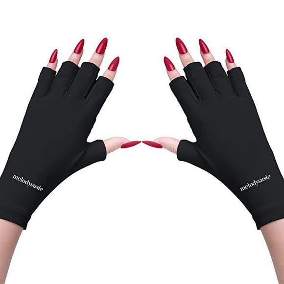 5 - Pair Pink UV Protection Fingerless Gloves for Nail Art Curing and Cycling Sun Protection - Made of Nylon/Spandex, Manicure Hand Care - RnR Galore