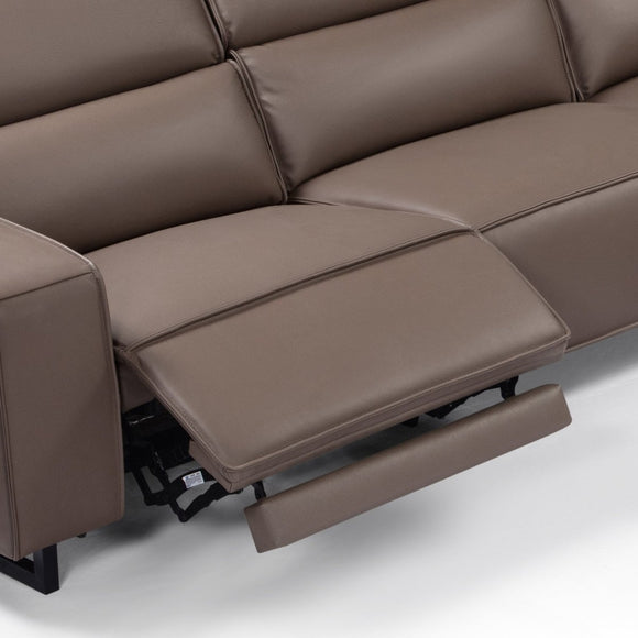 5 Seater Real Cow Leather Sofa with Power Recliner Adjustable Headrest Wooden Frame Corner Lounge - RnR Galore