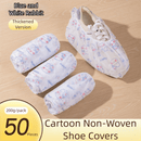 50 Pieces Thickened Non - Woven Disposable Shoe Covers (Blue Rabbit) – Universal Fit (EU Size 34 - 45) for Guests & Floor Protection - RnR Galore