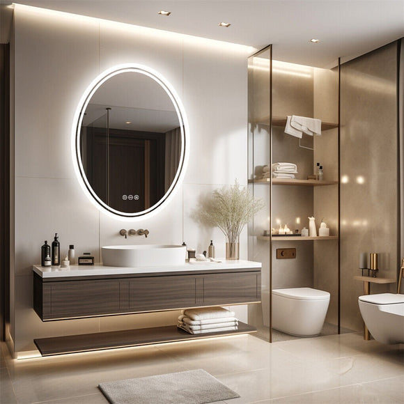 500x700mm LED Bathroom Mirror Oval Dimmable Anti - Fog - RnR Galore