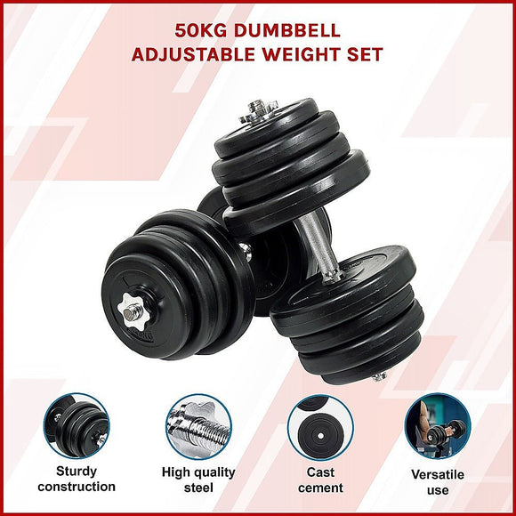 50KG Dumbbell Adjustable Weight Set - RnR Galore