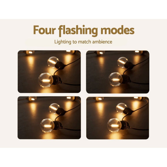 50m Solar Festoon Lights Outdoor LED String Light Xmas Wedding Garden Party - RnR Galore