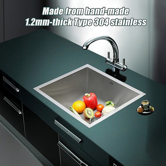 510x450mm Handmade Stainless Steel Undermount / Topmount Kitchen Laundry Sink with Waste - RnR Galore