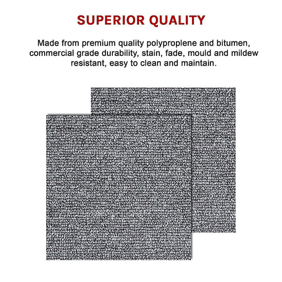 5m2 Box of Premium Carpet Tiles Commercial Domestic Office Heavy Use Flooring Grey - RnR Galore