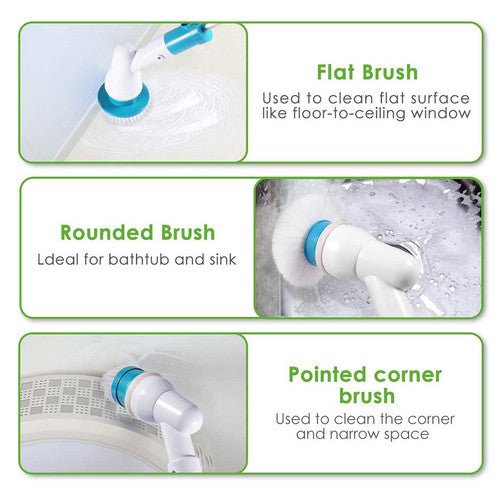5PCS Rechargeable Spin Scrubber Electric Turbo Scrub Cleaning Brush Cordless Kit - RnR Galore