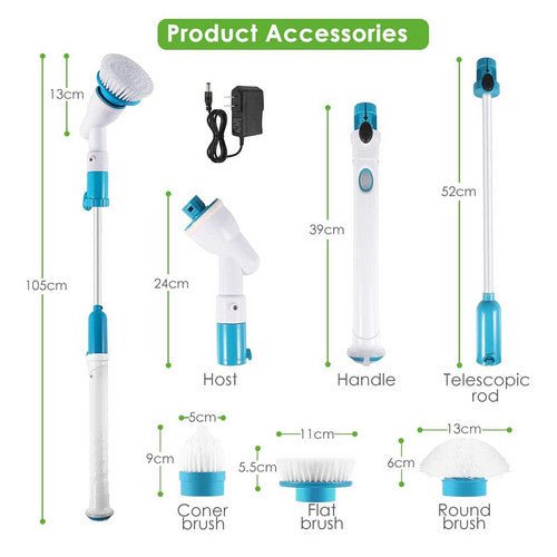 5PCS Rechargeable Spin Scrubber Electric Turbo Scrub Cleaning Brush Cordless Kit - RnR Galore
