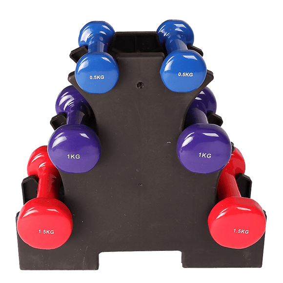6 - Piece Dumbbell Set with Storage Rack for Home Gym Training - RnR Galore