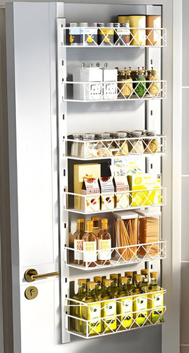 6 Tier Adjustable Baskets Over Door Pantry Organiser for Home Kitchen - RnR Galore