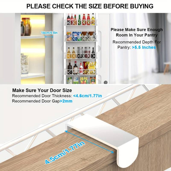 6 Tier Adjustable Baskets Over Door Pantry Organiser for Home Kitchen - RnR Galore