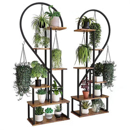 6 Tier Corner Plant Stand Metal & MDF Ladder Shelf Rack - RnR Galore