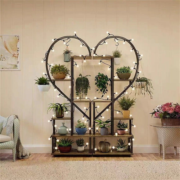 6 Tier Corner Plant Stand Metal & MDF Ladder Shelf Rack - RnR Galore