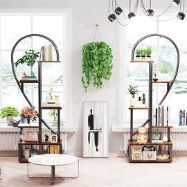 6 Tier Corner Plant Stand Metal & MDF Ladder Shelf Rack - RnR Galore