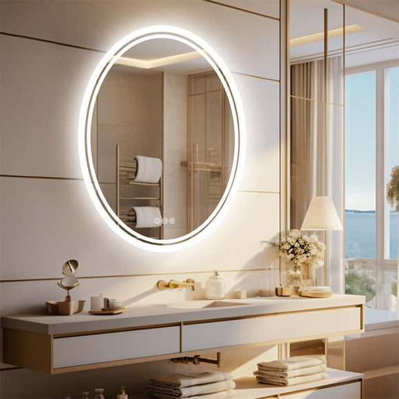 600x800mm LED Bathroom Mirror Oval Anti - Fog Dimmable - RnR Galore