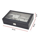 6+3 Grid Watch Sunglass Eyeglasses Display Box Case Storage Organizer PU Leather - RnR Galore