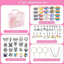 67PCS Purple DIY Charm Necklace & Bracelet Making Kit - Creative Jewelry Craft Set with Colorful Drip Oil Pendants & Metal Beads - RnR Galore