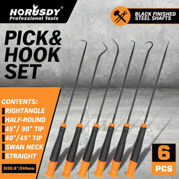 6Pc Extra Long Pick and Hook Set O Ring Seal Puller Remover Fuse Wire Scribe - RnR Galore