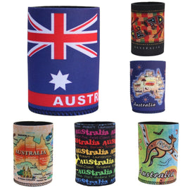 6x Australia Stubby Stubbie Holder Beer Bottle Tin Can Drink Alcohol Cooler Gift, Mixed Design - RnR Galore