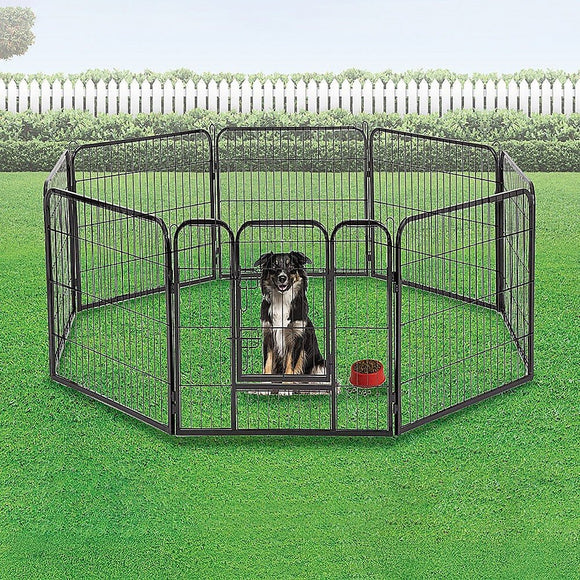 8 Panel Heavy Duty Pet Dog Playpen Puppy Exercise Fence Enclosure Cage - RnR Galore