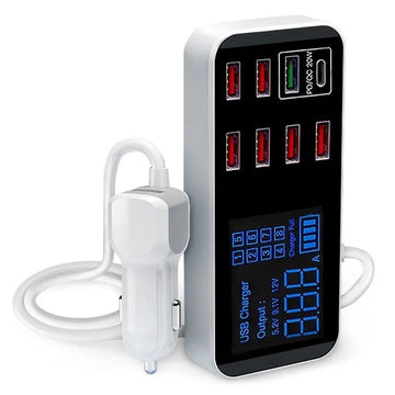 8 - Port PD+QC3.0 Car Charger with LED Display - RnR Galore