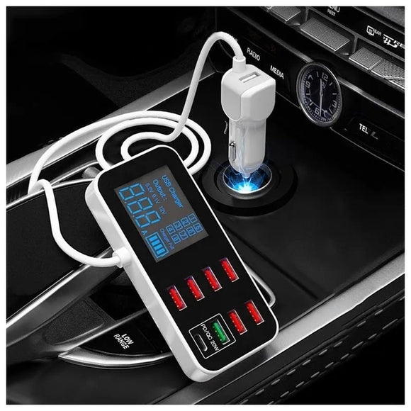 8 - Port PD+QC3.0 Car Charger with LED Display - RnR Galore