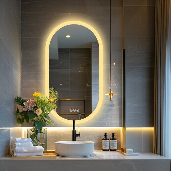 800x500mm LED Bathroom Mirror Oval Anti - Fog Dimmable Wall Mount - RnR Galore