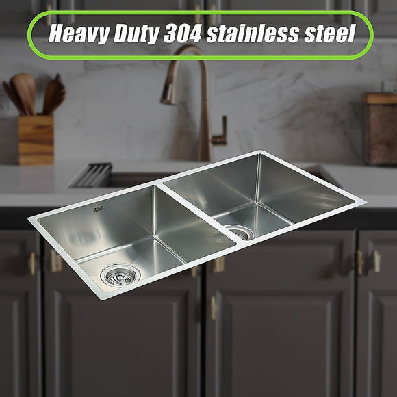 865x440mm Handmade Stainless Steel Undermount / Topmount Kitchen Sink with Waste - RnR Galore